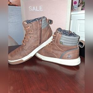 Bull Boxer Brown Kids Boots with Side Zipper